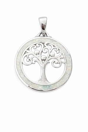 Stříbrný přívěsek Strom života s bílým opálem – symbol čistoty, harmonie a životní rovnováhy