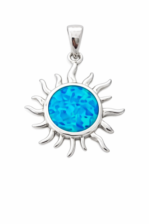 Stříbrný přívěsek Slunce s modrým opálem – symbol energie, radosti a životní síly