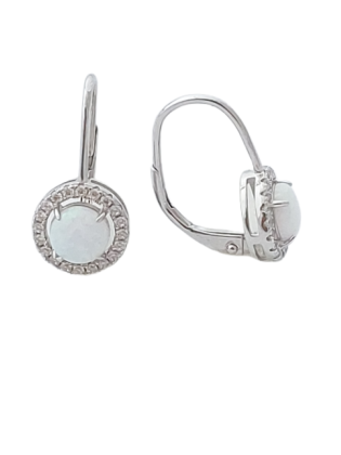 Opálové náušnice visací kulaté s bílým opálem