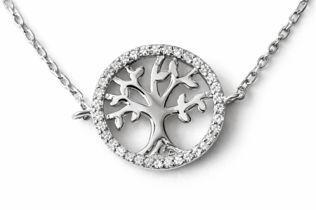 Stříbrný náramek na nohu Strom života se zirkony – síla, klid a rovnováha