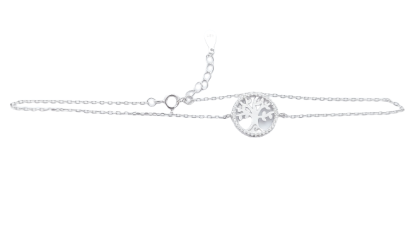 Stříbrný náramek na nohu strom života se zirkony