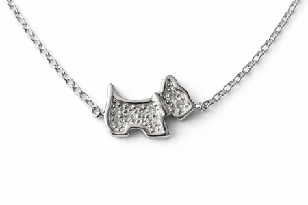 Stříbrný náramek na nohu s pejskem a zirkony – láska na každém kroku