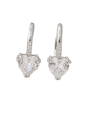 Stříbrné náušnice se zirkonem ve tvaru srdce