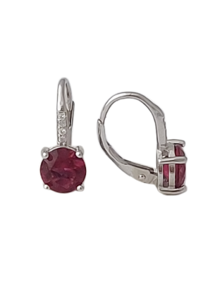 Stříbrné náušnice s červeným zirkonem 