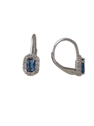 Stříbrné náušnice se syntetickým safírem oválné