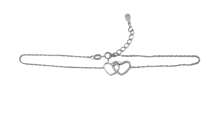 Stříbrný náramek na nohu srdíčka