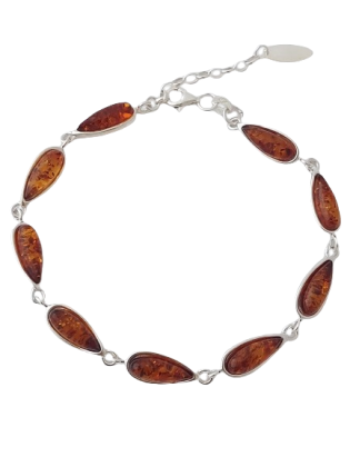 Jantarový náramek kapky hnědý 