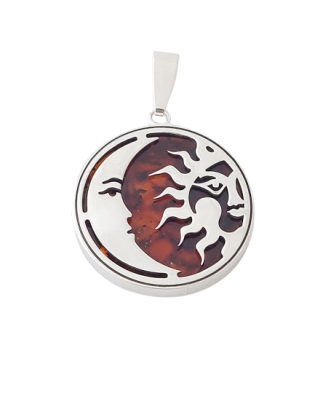 Jantarový přívěsek slunce měsíc