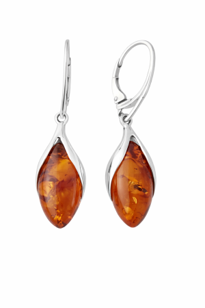 Stříbrné náušnice s přírodním jantarem – kapky hřejivé elegance