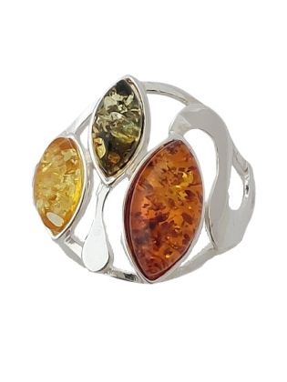 Jantarový prsten moderní tříbarevný II. ve velikosti 59