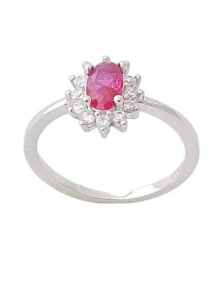 Stříbrný prsten s červeným zirkonem ve velikostech 52, 56, 59