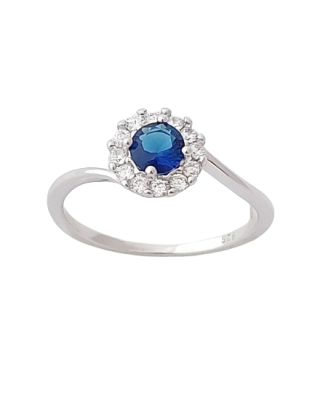 Stříbrný prsten s modrým zirkonem II. ve velikostech 56, 59, 60