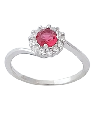 Stříbrný prsten s červeným zirkonem II. ve velikostech 57, 60