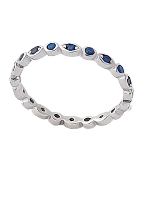 Stříbrný prsten s modrými zirkony ve velikostech 52, 55, 57