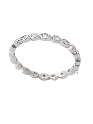 Stříbrný prsten s čirými zirkony ve velikosti 60