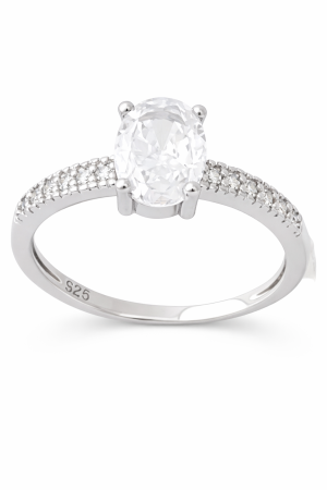 Stříbrný prsten se zirkony – oválná elegance s diamantovým třpytem ve velikostech 53, 57