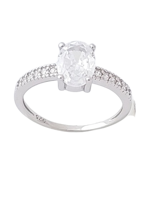 Stříbrný prsten s čirým zirkonem II. ve velikostech 53, 57