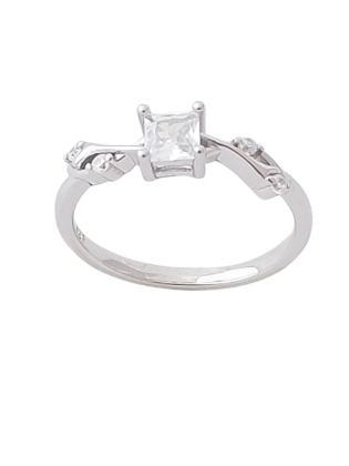 Stříbrný prsten s čtvercovým zirkonem ve velikostech 53, 56, 62