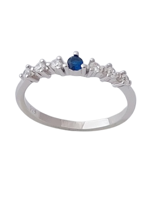 Stříbrný prsten se zirkony modrý ve velikostech 53, 59