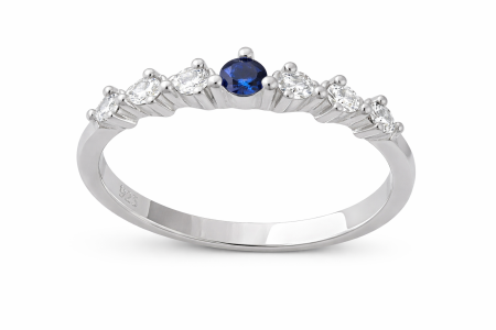 Stříbrný prsten Královská modř – elegantní prsten s modrým a čirými zirkony ve velikostech 53, 59