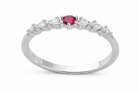 Stříbrný prsten Královský rubínový třpyt – prsten s červeným a čirými zirkony ve velikostech 52, 54