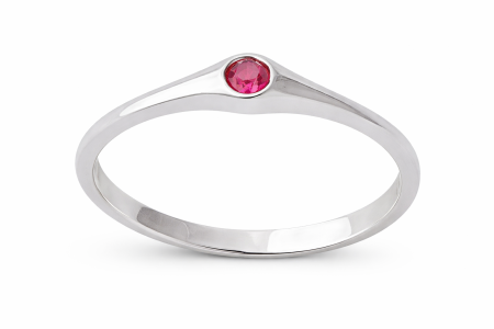 Stříbrný prsten Rudý třpyt – minimalistický prsten s červeným zirkonem ve velikostech 56, 62