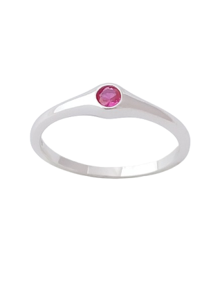Stříbrný prsten se zirkonem červený ve velikostech 56, 62