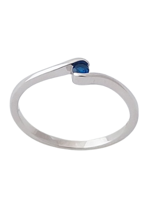 Stříbrný prsten se zirkonem modrý II. ve velikostech 52, 55, 57