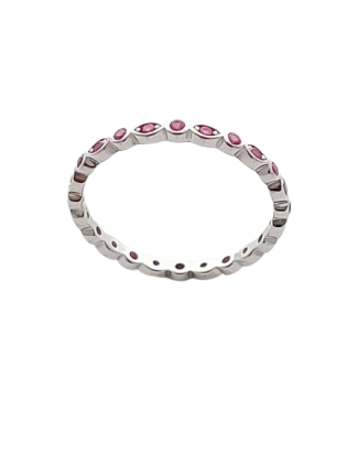 Stříbrný prsten s červenými zirkony ve velikostech 57, 60