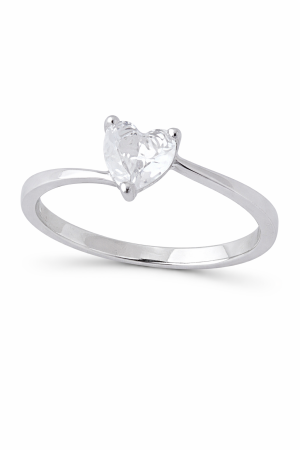 Stříbrný prsten srdce se zirkonem – jemný zásnubní prsten srdíčko ve velikostech 51, 54, 59
