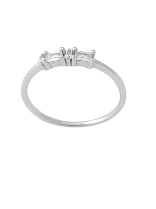 Stříbrný prsten s hranatými zirkony ve velikostech 53, 55, 60