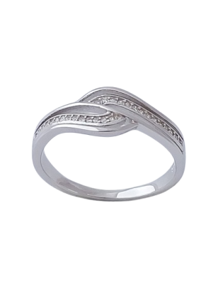 Stříbrný prsten se zirkony kroucený ve velikostech 59, 64, 62, 67