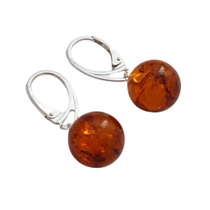 Stříbrné náušnice s přírodním jantarem - dotek plného světla