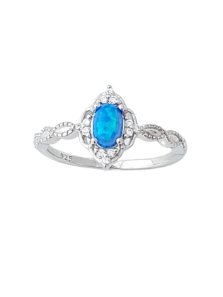 Opálový prsten zdobený s modrým opálem ve velikostech 54, 59, 64