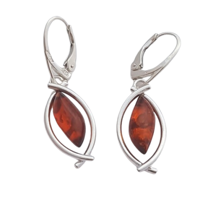 Stříbrné náušnice s přírodním jantarem - dotek chráněného světla