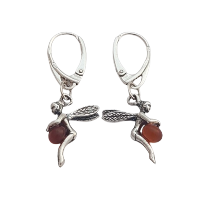 Stříbrné náušnice víly s jantarem – symbol lehkosti a magie