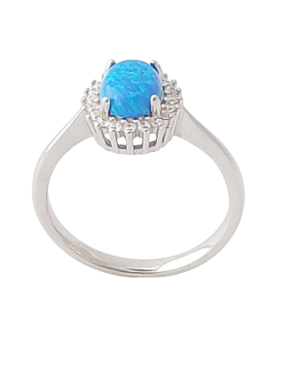 Opálový prsten s modrým opálem ve tvaru oválu IV. ve velikostech 57, 62