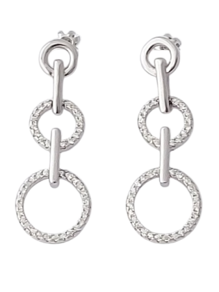 Stříbrné náušnice  tři kolečka se zirkony, zapínání na šroubek