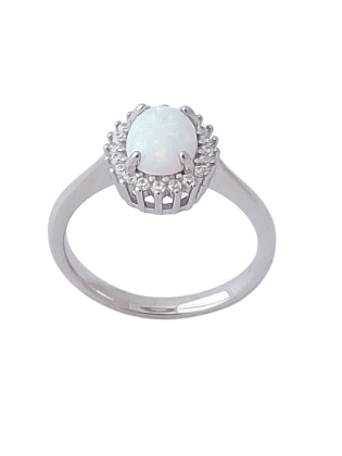 Opálový prsten s bílým opálem ve tvaru oválu IV. ve velikostech 60, 65