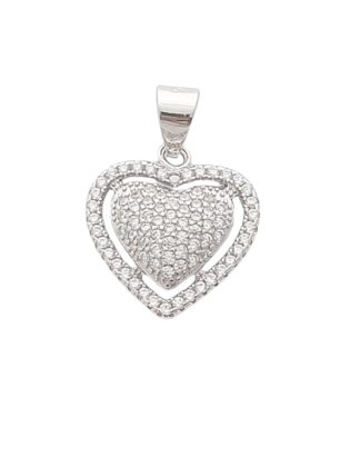 Stříbrný přívěsek srdíčko se zirkony VII.