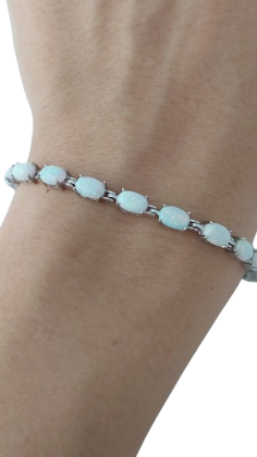 Opálový náramek s oválky bílý II.