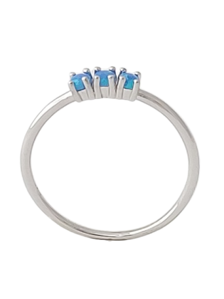 Opálový prsten se třemi opály modrý ve velikosti 56