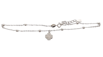 Stříbrný náramek na nohu čtyřlístek