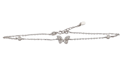 Stříbrný náramek na nohu motýl