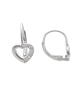 Stříbrné náušnice se zirkony ve tvaru srdce II.