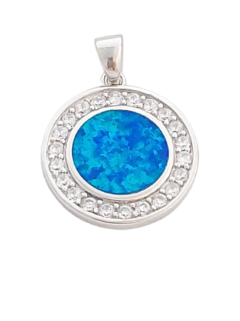 Opálový přívěsek kulatý se zirkony