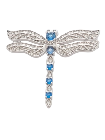Stříbrná brož vážka se světlemodrými zirkony