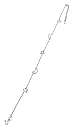 Stříbrný náramk na nohu hvězdička a měsíček