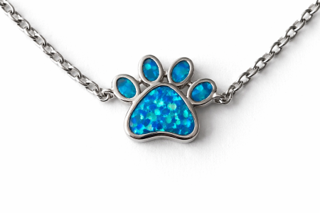 Stříbrný náramek na nohu s opálem – tlapka, jemná elegance