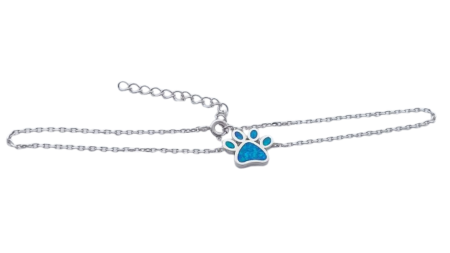 Stříbrný náramek na nohu opálová tlapka